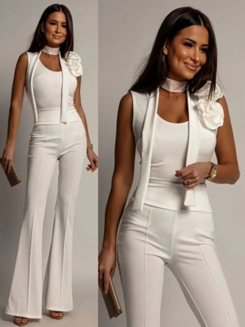 Hovedbilde Bukse Sett 3 Deler Hvit