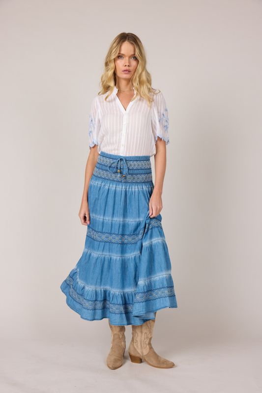 Tencel skjørt blå