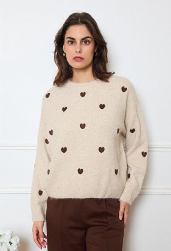 Tiny Genser med Broderte Hjerter