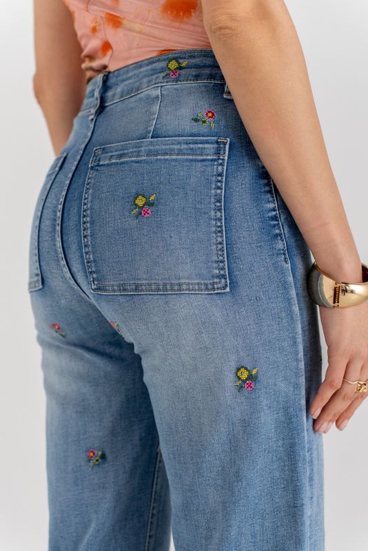 Onado brodert bukse denim