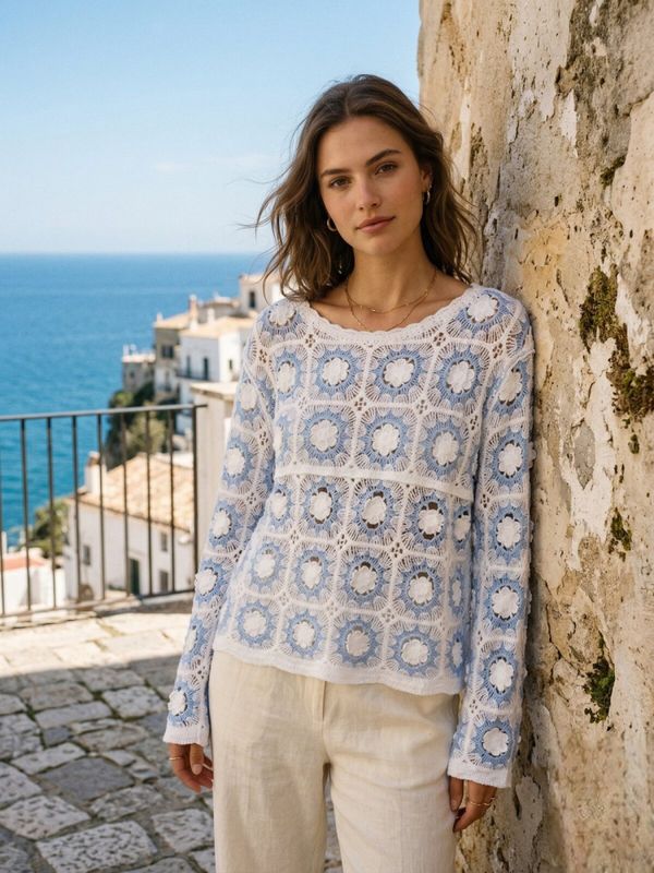 Sara hekle genser beige