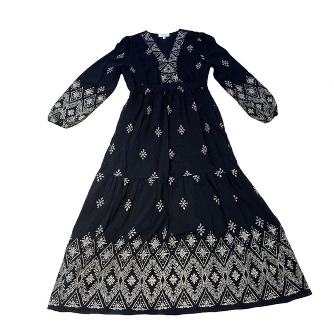 Hovedbilde Brodert lang kjole svart